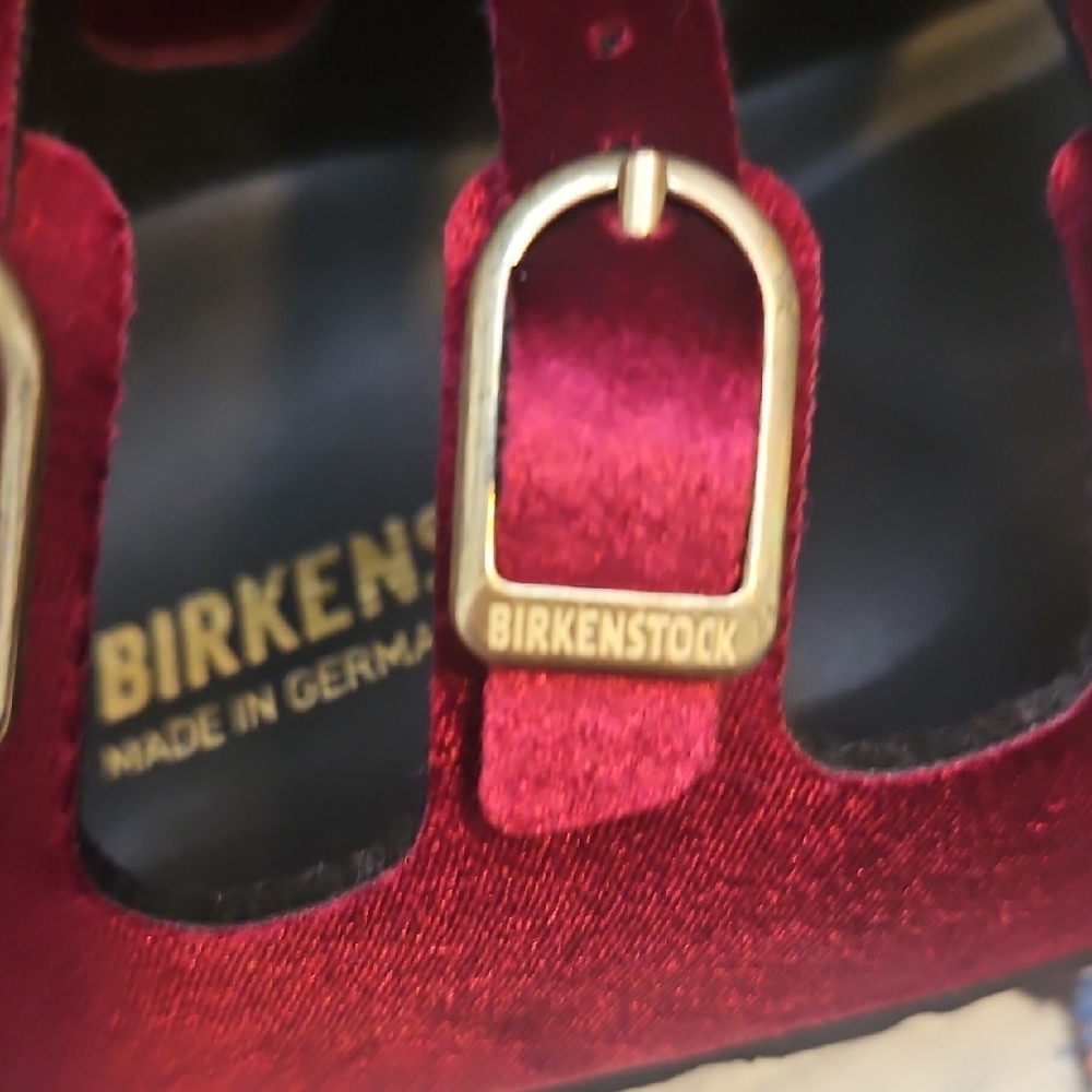 Velvet Burgundy Birkenstock Women's Sandals - Picture 5 of 5